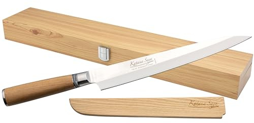 Katana Saya 24 cm Yanagi Sashimi-kniv, 67 lager VG-10 Damaskusstål, olivträhandtag
