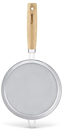 Culinare Naturals Sieve, Sustainable Bamboo/Stainless Steel, 33 cm x 16 cm, Kitchen Food Strainer Utensil/Tool, Fine Mesh Metal, Not Dishwasher Safe