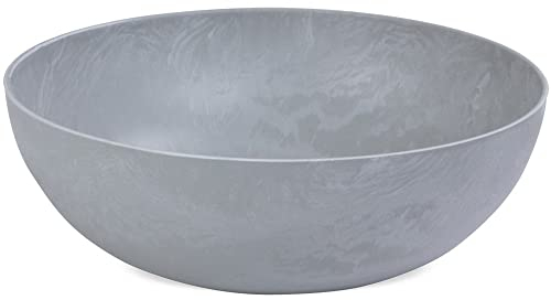 matches21 Pflanzschale für draußen - Vintage Dekoschale beige-grau marmoriert als Blumentopf Pflanztopf - Schale in 25 x 9 cm als Garten Vogeltränke Balkon-Deko oder Friedhof Grabschale