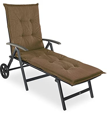 sunnypillow Liegenauflage 190 x 60 - Auflage Sonnenliege Polster für Gartenliege extra dick 9cm - Polsterauflagen Outdoor, wasserdicht, UV Lichtecht für Gartenmöbel Liegestuhl Liegen - Braun