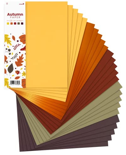 Netuno 25 hojas de papel creativo tema otoño A4 210 x 297 mm 100–170 g juego de 5 colores surtidos cartón decorativo para manualidades tarjeta collage calendarios invitaciones proyecto bricolaje