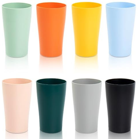 TIE-DailyNec 8 Stück Kunststoffbecher, 330ml Plastikbecher Mehrweg, Trinkgläser aus PP, Kunststoff Trinkbecher, Stapelbar Camping Gläser für Geburtstagsfeiern, Picknicks, Zusammenkünfte, BBQ, Camping