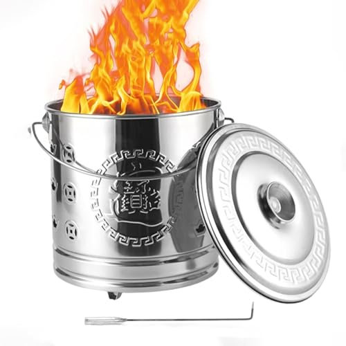 Foyer D'ExtéRieur pour Jardin Et Terrasse Foyer en MéTal en Acier Inoxydable pour Barbecue avec Crochet à Feu BrûLeur à Bois Bol en Acier pour Cours Patios Et Jardins Camping