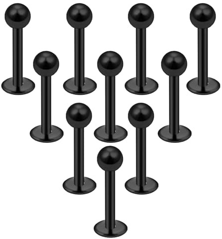 Besyvvin 10pz piercing labbro labret stud 10mm acciaio chirurgico piercing elica tragus labbro cartilagine nero