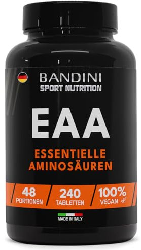 Bandini® EAA Aminoacidi Essenziali 240 COMPRESSE - Con 9 Amminoacidi Intra Pre e Post Workout - Favorisce la crescita ed il recupero muscolare - Essential Amino - Essenziale, Vegan e senza zuccheri