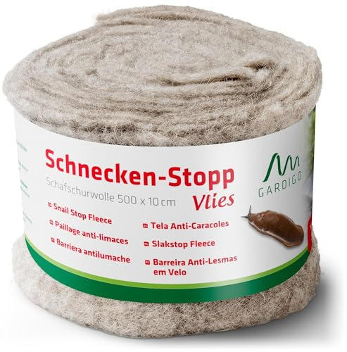 Gardigo® Tessuto Anti Lumache | Repellente Lumache Naturale per Giardino, Protezione per le Piante | 500 x 10 cm | 100% Lana di Pecora, Biodegradabile | Panno di Lana, Rimedio Ecologico contro Lumache