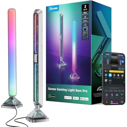 Govee Light Bars Pro for Gaming, Upgraded 16-Inch Smart Triple-Sided RGBIC Illumination Wi-Fi LED Light Bars, Music Sync & 60+ Scene Modes, Works with Alexa & Google Home, Game Room Decor