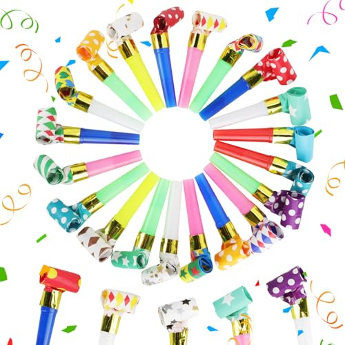 50PCS Trombette Festa Compleanno,Partito Trombette Fischietto Carnevale Trombette,Soffiatori per Feste Corno,Colorati Noisemakers Partito per Feste di Compleanno,Feste,Natale,Halloween,Colore Casuale