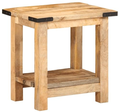 WHOPBXGAD Beistelltisch 40x30x40 cm Massivholz Mango Wohnzimmer Couchtisch Side Table Rustikal mit Stauraum für Bücher Deko Pflanzen Robustes Hartholz Unikat