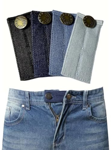 HABNI Extensor De Cintura,4Pcs Extensores De Botones,Boton Retractil Para Vaqueros Para Mujeres Y Hombres,Ajustables Botones Para Jeans,Extensión De Botón De Metal Para Jeans Pantalones