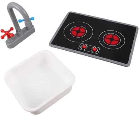 Supvox 3 Stück Küchenspielzeug für Kinderküchenspielzeug tun so, als würden sie Wasserhahn Waschbeckenhahn aus Kunststoff Simulation Induktionsherd Plastik