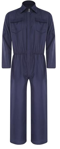 Miutii Mono de trabajo mecánico para hombre, mono de trabajo Blaumann, azul marino, S