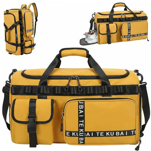 Sac de sport pour homme et femme - Grand sac de sport de 65 l avec compartiment à chaussures et compartiment humide - Grande capacité - Sac de voyage - Sac de gym - Sac de voyage - Sac de natation