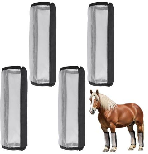 NBEADS 4 Pièces De Guêtres Anti-Mouches Pour Chevaux, Non-Glissantes, Respirantes, En Mesh Confortable, Pour Empêcher Les Mouches Et Moustiques De Piquer Les Chevaux – Accessoires, Noir