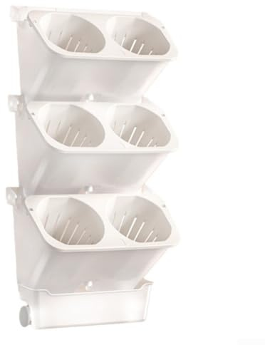 Maceta de plástico montada en la pared con depósito de agua integrado para interiores y exteriores, para uso vertical de jardinería (blanco)