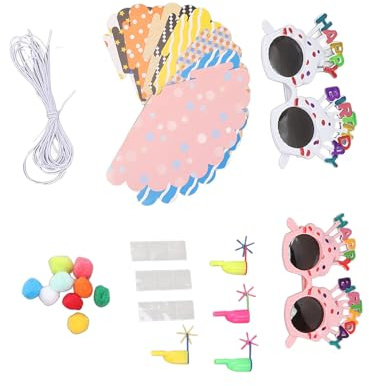 Srliya Cappellini da Festa di Compleanno Colorati e Precisi per Bambini Decorazioni Ecologiche per Feste con Fischietti, Occhiali e Altro per Celebrazioni Festive e Divertimento Fai-da-te