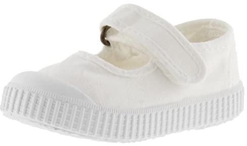 victoria Merceditas Unisex 1915 Lona Tintada DREC & Tira Adherente & Refuerzo Puntera 136605 para Niños Blanco 27
