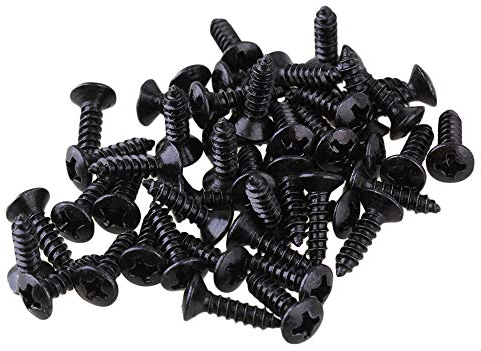 Yibuy Schlagbrett/Pickguard-Befestigungsschrauben für Gitarre und Bass, 50 Stück Schwarz