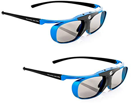 2X Hi-SHOCK DLP Pro Blue Heaven | DLP Link 3D Brille für 3D DLP Beamer von Acer, BenQ, Largo, Optoma, Viewsonic, LG [Shutterbrille | 96-144 Hz | wiederaufladbar | 32g | DLP Link | Blau]