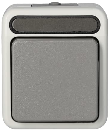 Schneider Electric Merten Taster, Schließer, Schalter, 1-fach, 1-polig, Aufputz, Aquastar, lichtgrau, Artikelnummer MEG3150-8029