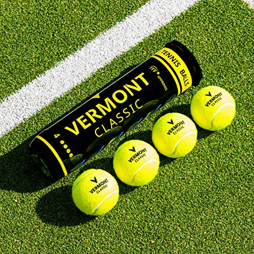 Vermont Classique Balle de Tennis - Approuvée par la ITF (Variété de Quantités Disponible) [Net World Sports] (12 Balles / 3 Tubes)