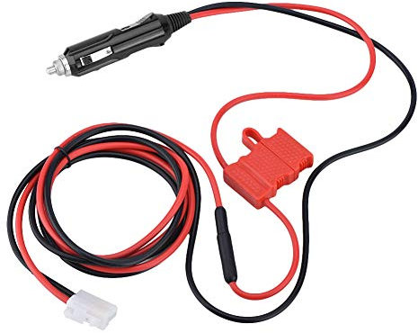 Cigarette Lighter Cable, 1.5m/59.06in 12V DC T Shape Connector Cigarette Lighter Cord Power Cable with Double Fuse for TM-261/271/461/471, 2720H Radio