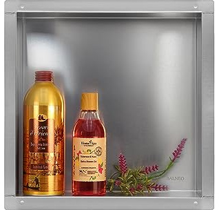 Balneo Wall-Box NO Rim Niche de Douche Murale en Acier Inoxydable 30x30x7cm Niche de Douche Étanche, Installation de Niche Flexible, Niche pour Ustensiles de Salle de Bain, sous Le Carrelage