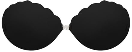 Fiauli Bekväm Bandeau med täckning kvinnor synlig one-piece BH solid färg förtjockad push-up BH klistermärken med spets brud bröstklistermärken, Svart, B
