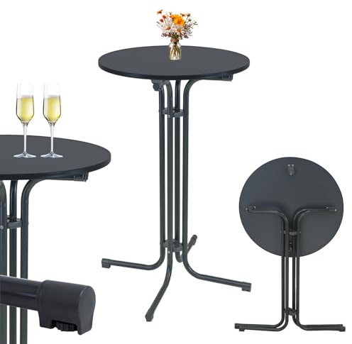 TRUTZHOLM Stehtisch klappbar Ø 70 cm in Anthrazit Höhe 110 cm Stahl Gastrotisch Partytisch Bistrotisch Gartentisch Indoor & Outdoor für Hochzeiten und Gartenfeste wetterbeständig pflegeleicht