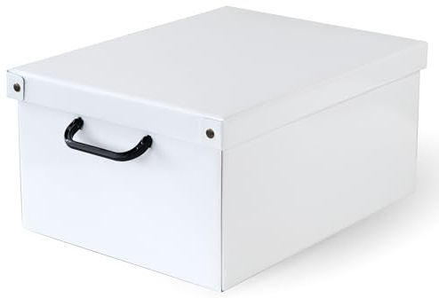 LAVATELLI Bauletto Bianco, decorative storage box, cardboard storage boxes with lids, storage boxes with lids and Handles, clothes storage, toy box storage, storage baskets, teddy storage, White