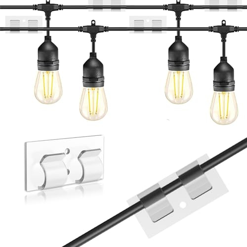 30 soportes para cables, clips de cable para exteriores, organizador de cables, clips autoadhesivos, gestión de cables, decoración, ganchos para fijación de cables, cadena de luces - transparente