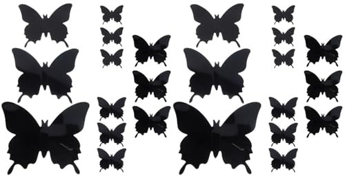 Alipis Adesivi Murali Farfalle 3D in Pvc Nero Per Decorazione Parete Camera Da Letto Fai Da Te Facile Applicazione Eleganti Farfalle Adesive Per Arredamento Cameretta