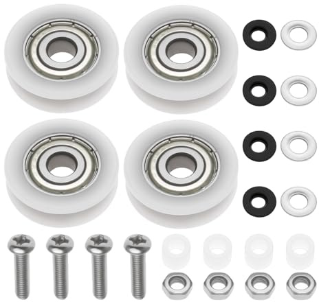 ECSiNG 4 set växthus skjutdörrshjul 21 mm växthus dörrhjul nylon ersättningskit med bultar och muttrar duschdörr rullar ersättningsglas
