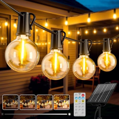 FIFlying Catena Luminosa Esterno Solare 17M Luci Solari da Giardino con 24+1 Lampadine LED G40 Impermeabile Luci Gazebo da Esterno Solari per Giardino Patio Balcone Matrimonio Feste