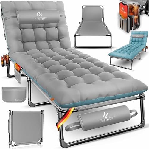 KESSER Hopfällbar campingsäng med bärväska och nackkudde, 190 x 68 x 30 cm, rymmer upp till 250 kg, robust oxfordtyg, stålkonstruktion