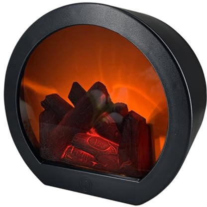 Ruwshuuk Luz De Chimenea De Mesa - Mini Chimenea | Decoración Eléctrica LED Con Llama Realista Para Interiores Exteriores Sala Dormitorio