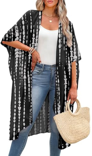 OFEEFAN Plus Size Womens Clothing Kimonos for Women Beach Cover Up Print 03 2XL
