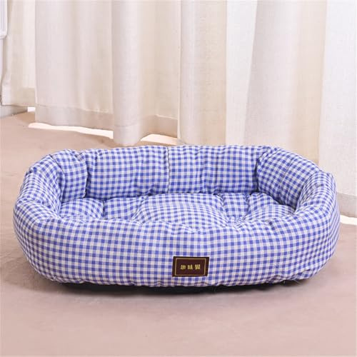 Odot Panier Chien Dehoussable Lavable, Motif à Carreaux Lit Orthopédique pour Chat Chien, Rectangle Antidérapant Coussin Doux pour Animaux de Compagnie Dorme à l'intérieur (Bleu,3XL)