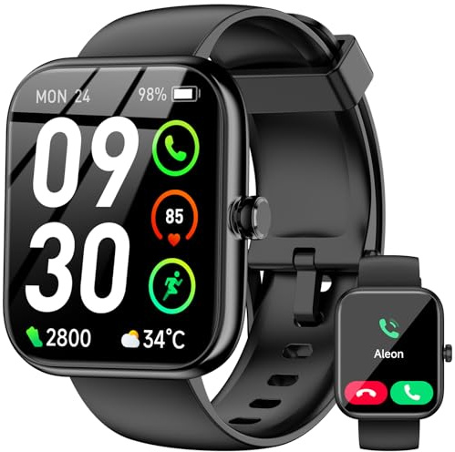 Smart Watch with Alexa Built-in, 1.83 HD Touchscreen Fitness Tracker, Bluetooth Notifications/Calls, IP68 Waterproof, 120+ Sport Modes, 24/7 Heart Rate & Sleep Monitor for iPhone Android iOS (Black)