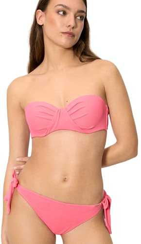 YSABEL MORA. Conjunto de Bikini Bandeau con Braga Anudada Piqué. Copa B con Aro y Relleno Fijo. Top con Tirantes Removibles. Colección Lavender.