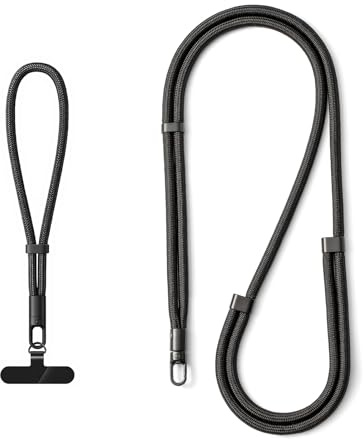 MORSUNBELA 2 Stück Handykette Handyband zum Umhängen Universal Handykette Kurz Handgelenk Handy Band zum Umhängen Handy Umhängeband Handy Handschlaufe(Schwarz + Schwarz)