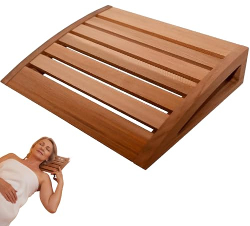 Oreiller de sauna Appui-tête de sauna creux pour la relaxation Oreiller en bois Support cou ergonomique pour hommes femmes 15x12, 2x2, 8 pouces Marron, pour l'intérieur