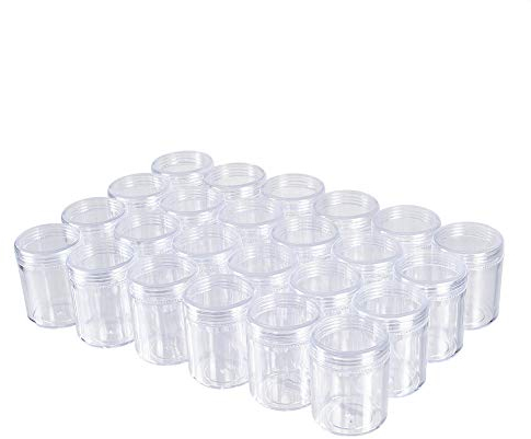 BENECREAT 24 Pack (40ml) Contenitore di Stoccaggio Vuoto Barattolo di Plastica Trasparente con Tappi a Vite per Perline, Glitter, Trucco, Cosmetici e Crema