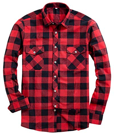 Alimens & Gentle Men's Button Down Regular Fit Long Sleeve Plaid Flannel Casual Shirts
