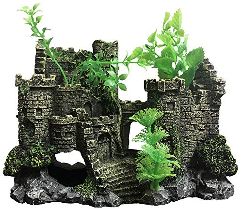 SLOCME Aquarium Medieval Resin Castle Decorations - Fish Tank Landscape Ornament Decoration Accessories,Castle Shelter for Aquarium Reptile Betta Fish