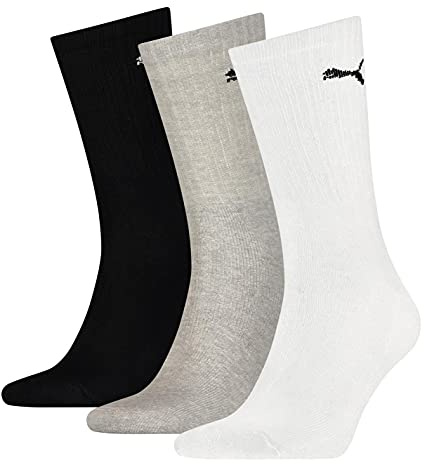 PUMA Mixte Crew Chaussettes,Blanc / Gris / Noir,43-46