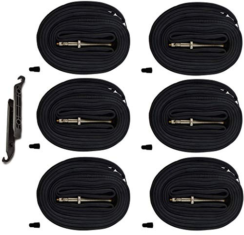 28 700x20-25C Road Bike Replacement Inner Tubes Presta Valve 48mm for Road Bikes with Tire Size of 700c x 20, 23, and 25 (6 Inner Tubes with 2 Tire Levers)