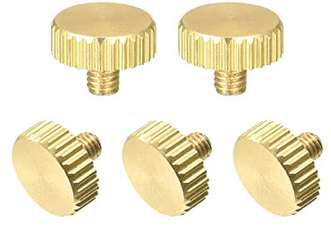 sourcing map Knurled Thumb Screws, M3x4mm Flat Brass Bolts Grip Knobs Fasteners for PC, Electronic, Mechanical 5Pcs