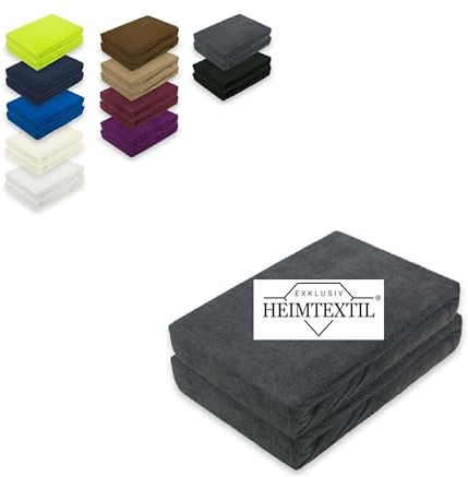 EXKLUSIV HEIMTEXTIL Doppelpack Marke Frottee Spannbettlaken Anthrazit 70 x 140 cm
