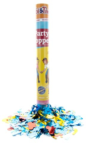 Party Factory – Konfettikanone Bibi & Tina Party Popper 1er – Partygadgets Konfetti Kanone 40cm mit bunt schimmernden Schnipseln für Kindergeburtstag – Bis 8m Flughöhe, für Innen & Außen